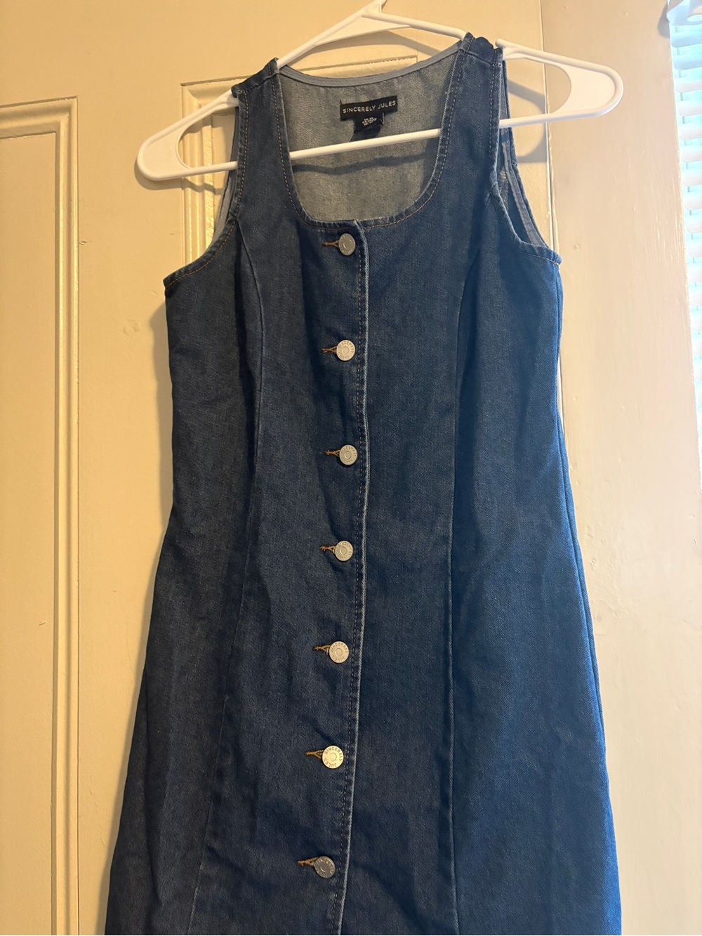 Sincerely Jules Dark Blue Denim Button-Front Mini Dress